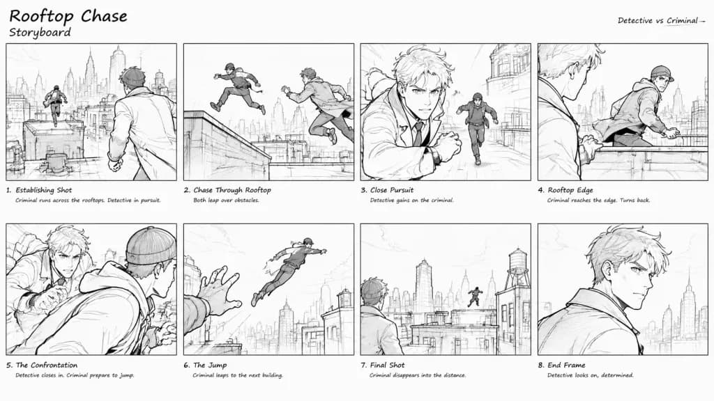 Action Chase Storyboard Sketch Sheet