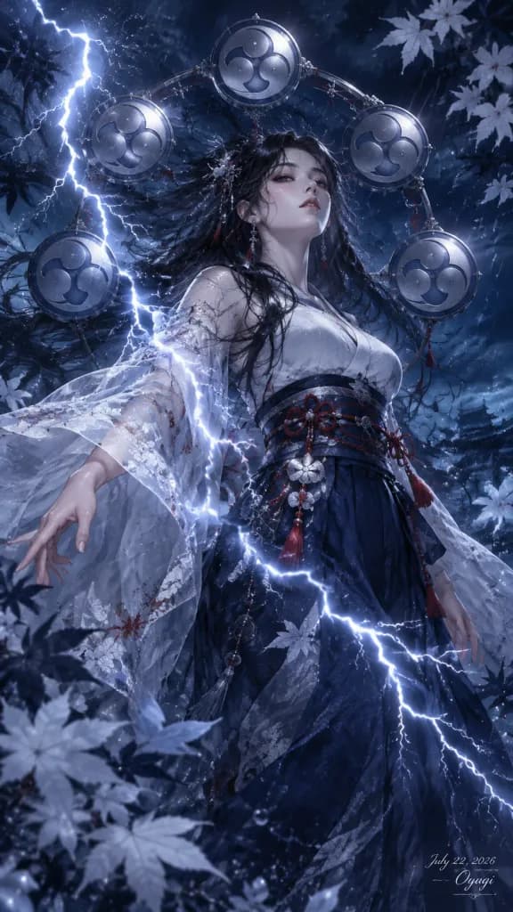 Japanese Thunder Shrine Maiden Portrait