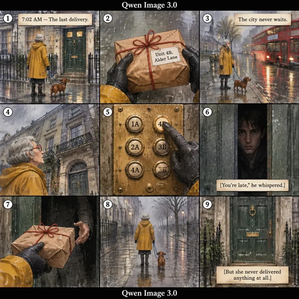 Rainy Watercolor Courier Storyboard