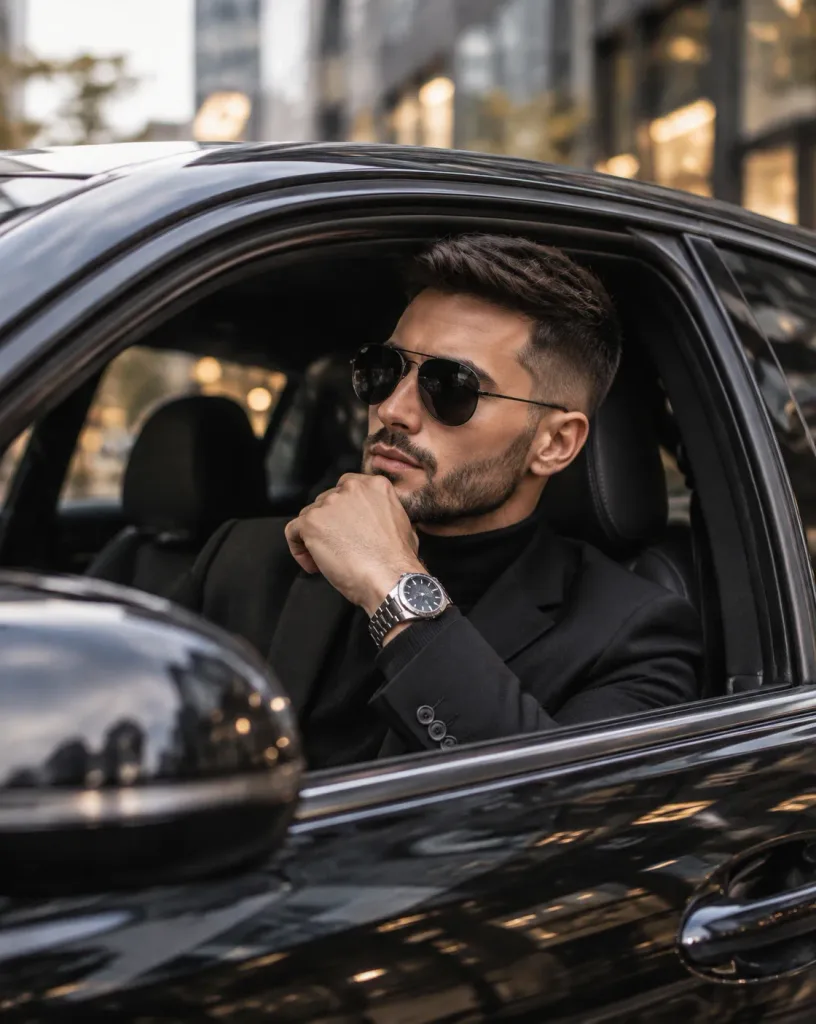 Cinematic Portrait in Luxury Sedan