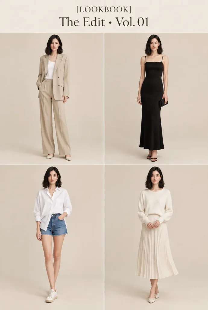 Four-Panel Fashion Lookbook Grid