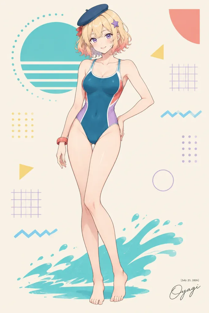 Affiche Anime Maillot de Bain Rétro