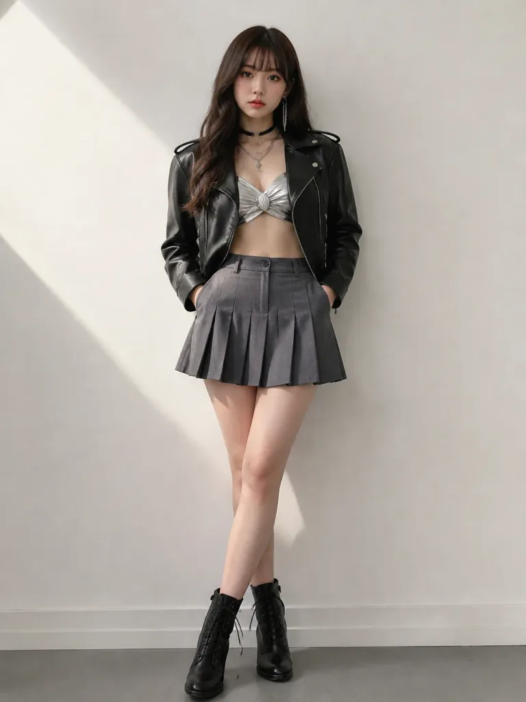 ミニマルなスタジオファッションポートレート