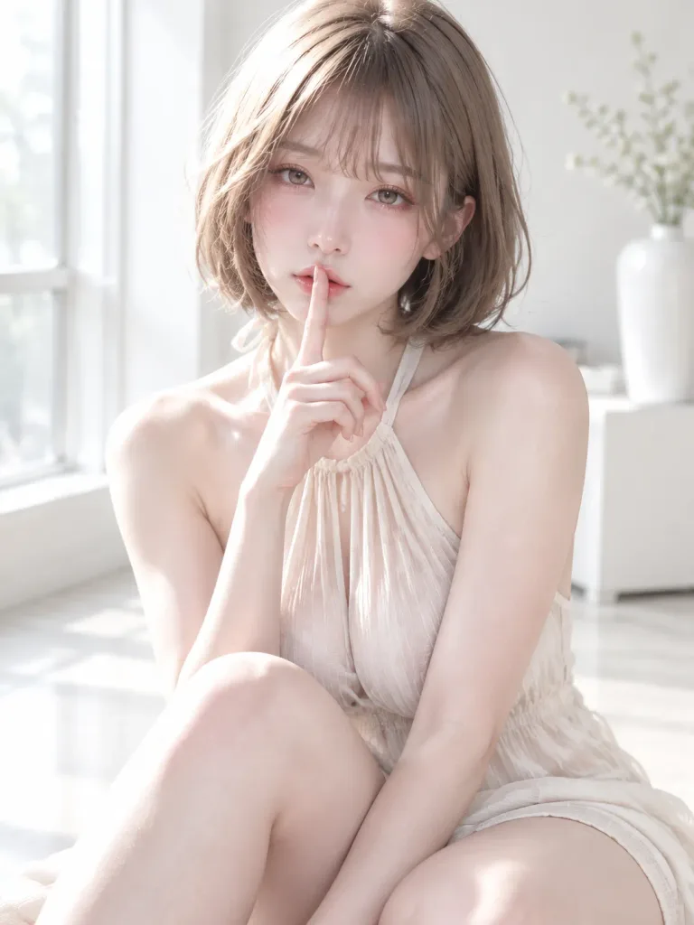 Shh Gesture Japanese Beauty Portrait