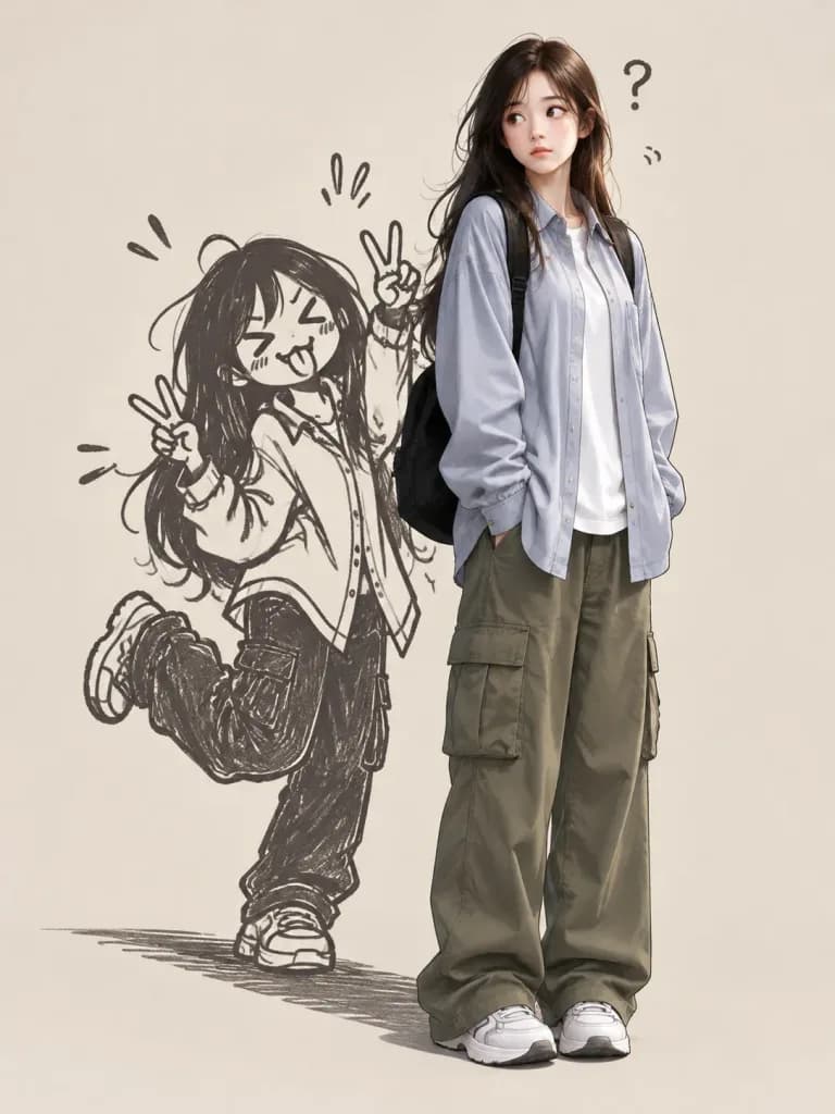 우스꽝스러운 포즈를 흉내 내는 장난꾸러기 낙서 그림자