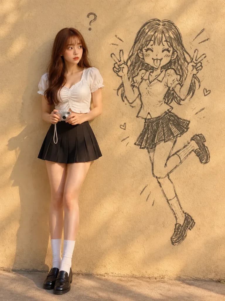 재치 있는 목탄 낙서와 에디토리얼 포트레이트