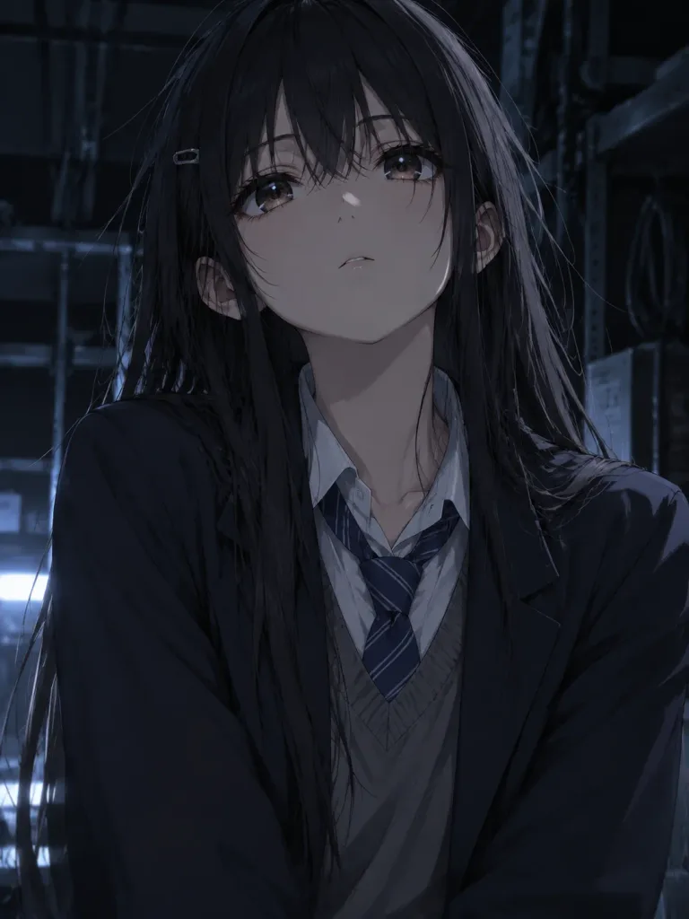 Moody Backstage Anime Schoolgirl Portrait