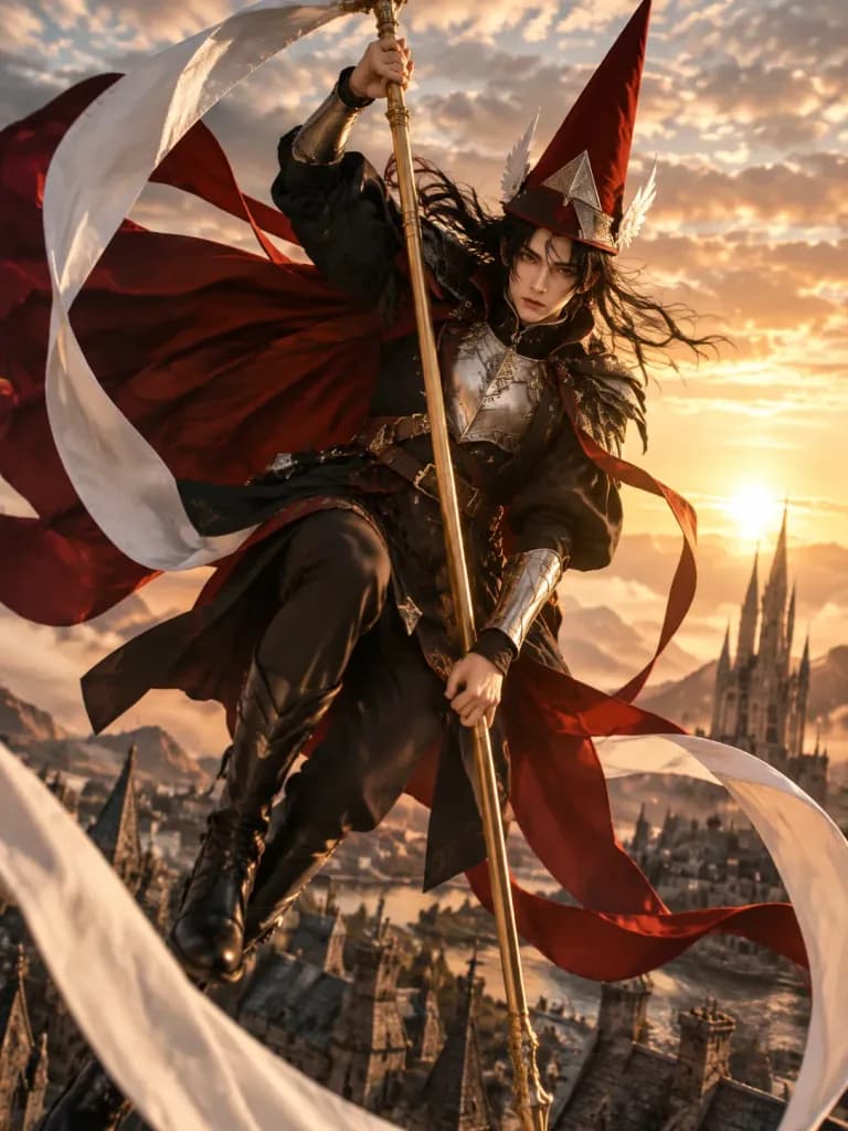 Fantasy Witch Knight Golden Hour Leap