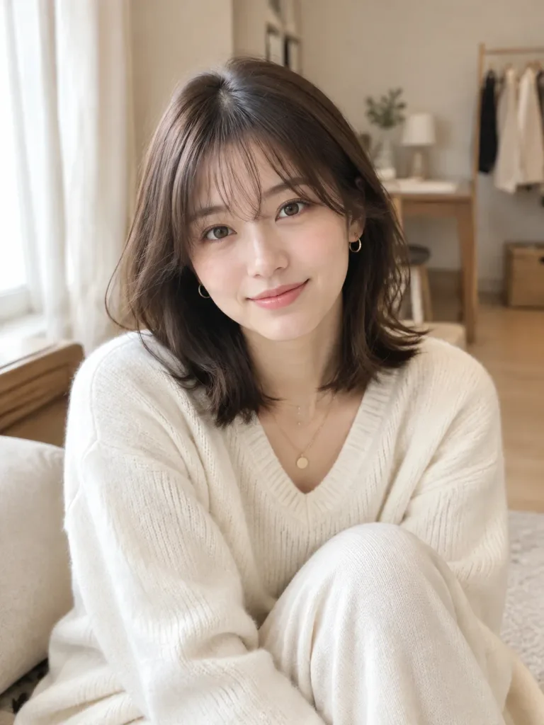 Cozy Minimalist Indoor Woman Portrait