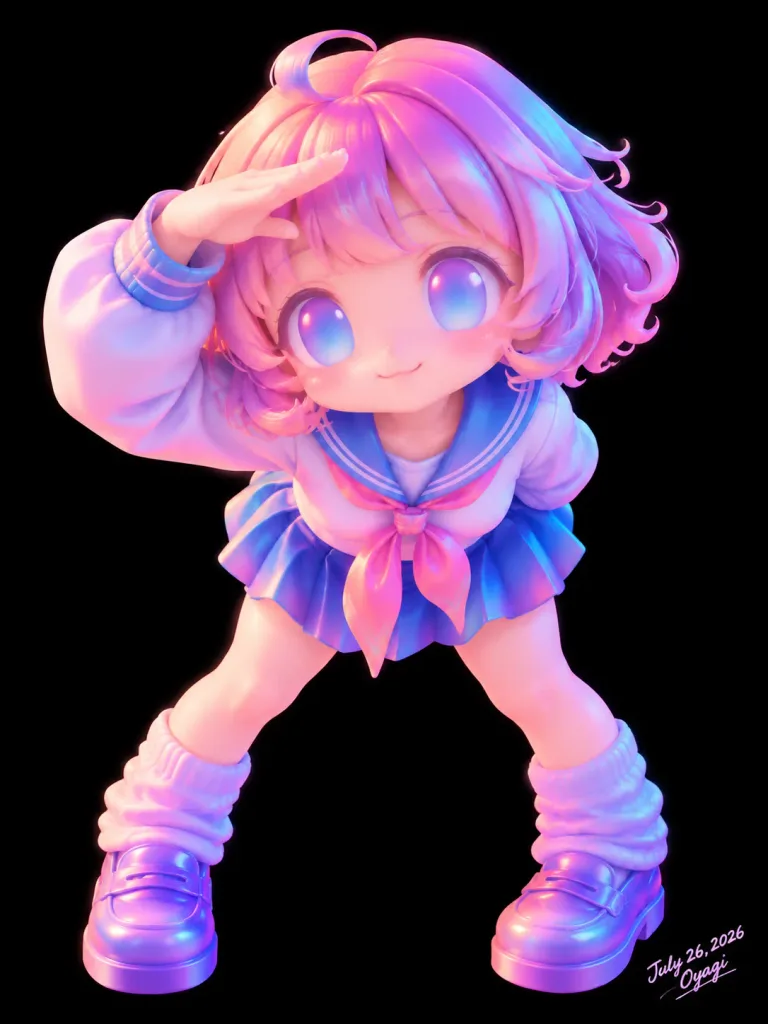 Neon Chibi Sailor Salute Figure
