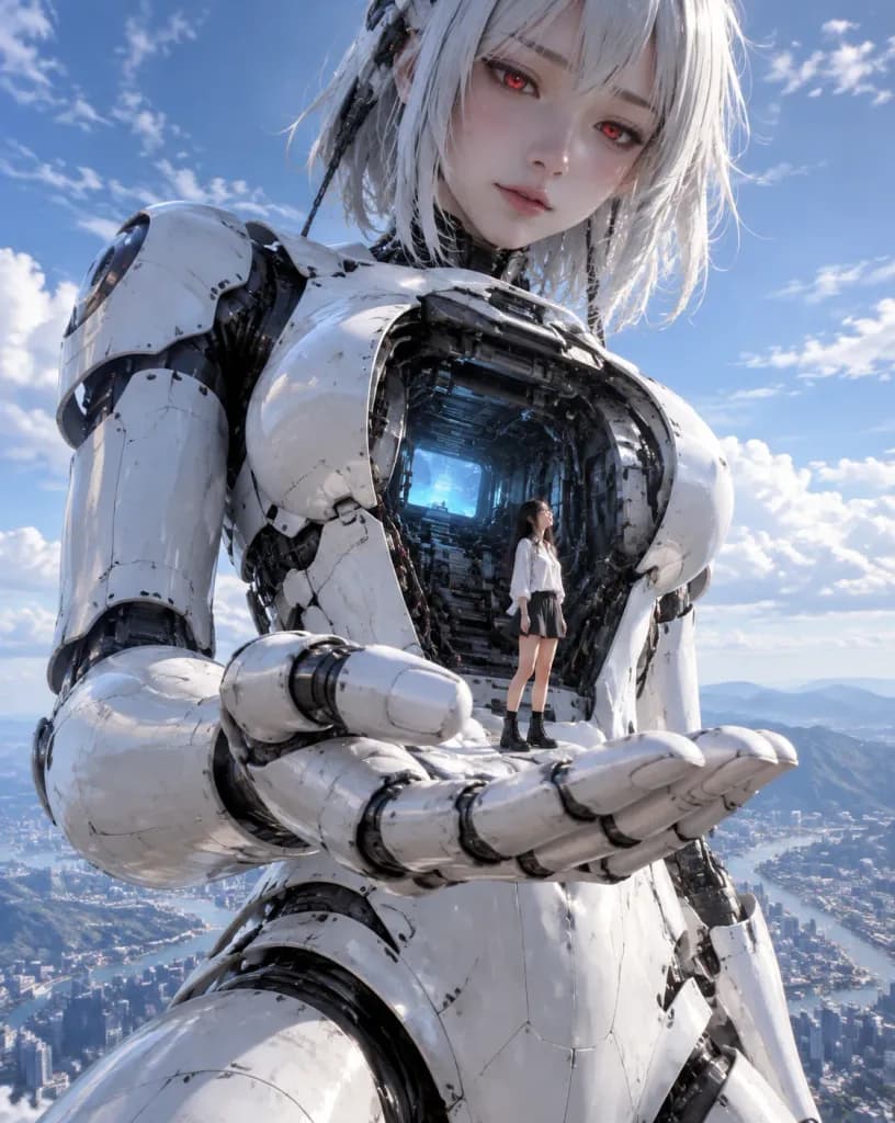 Androïde Féminine Géante avec Pilote Humaine