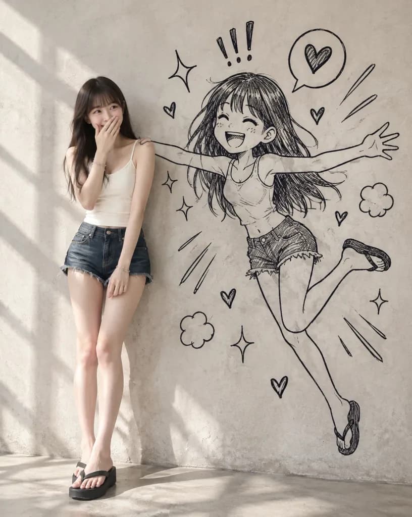 Woman With Wall Doodle Alter Ego
