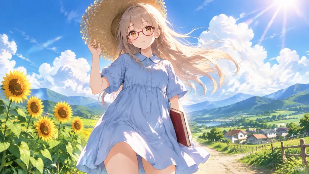 陽光あふれる田舎のアニメ少女