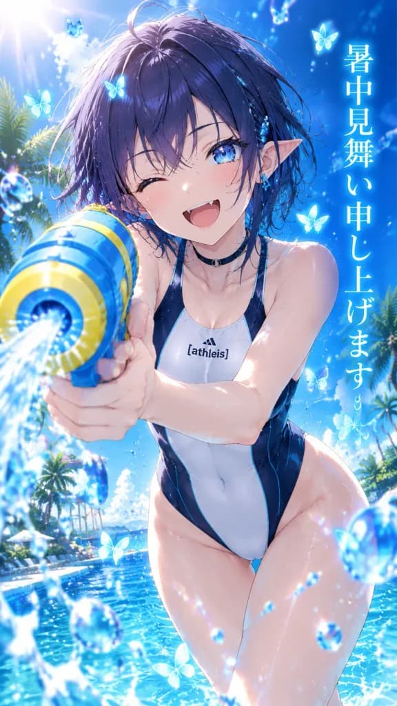 Postal Anime de Verano con Pistola de Agua