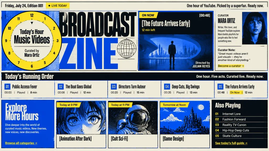 Retro Broadcast Zine Webpage Mockup