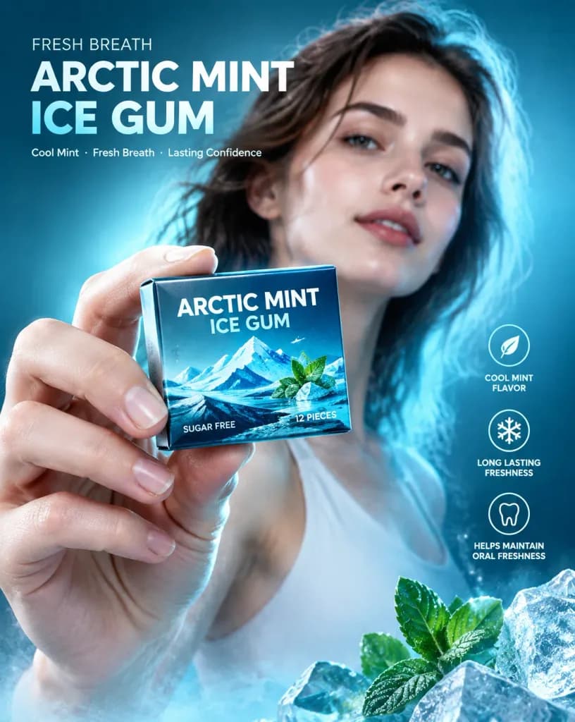 Рекламная фотография мятной жвачки