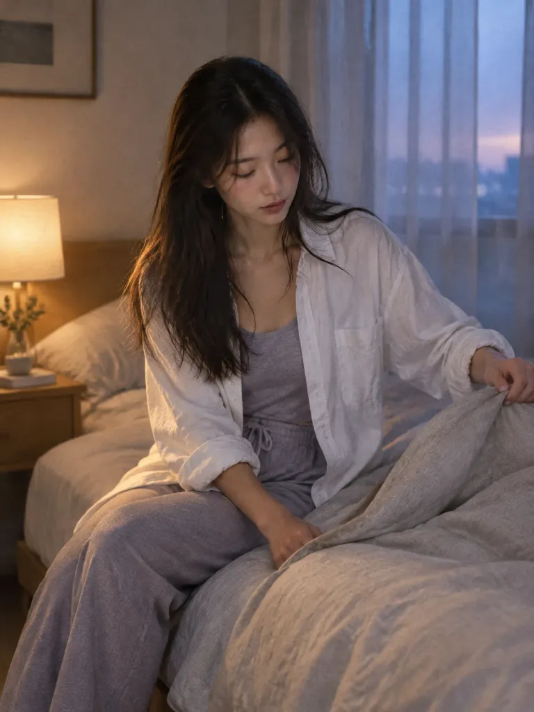 Minimalist Bedroom Dusk Lifestyle Portrait