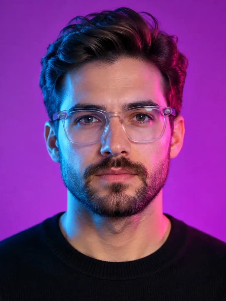 Dual-Tone Neon Studio Headshot