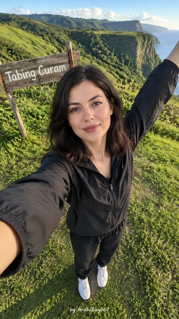 Scenic Hilltop Travel Smartphone Selfie
