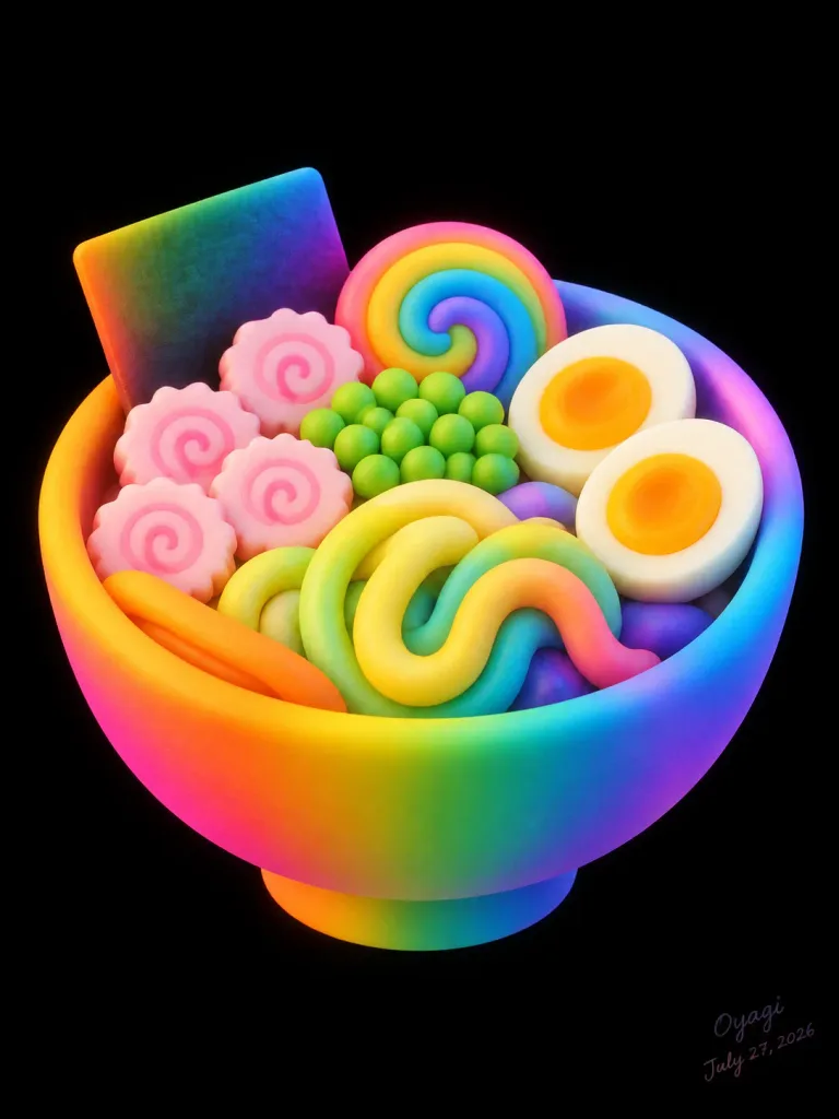 Neon Rainbow Clay Ramen Bowl