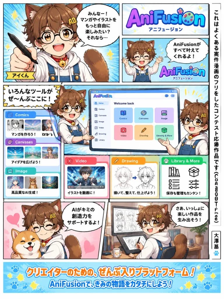 マンガ風クリエイタープラットフォーム宣伝ポスター