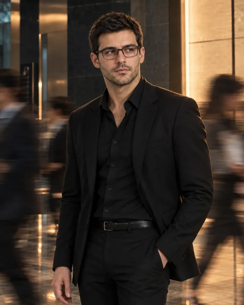 Corporate Portrait with Motion Blurred Crowd