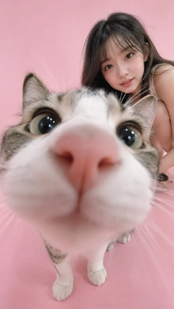 超広角ドアップペット自撮り