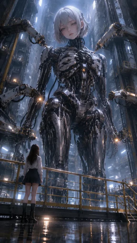 Colossal Android and Pilot in Hangar