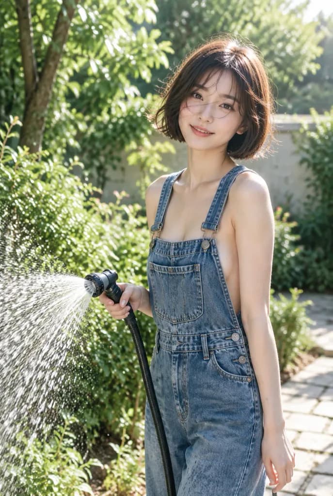 Sunlit Garden Hose Lifestyle Portrait