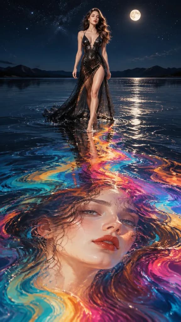 Surreal Rainbow Water Reflection Editorial