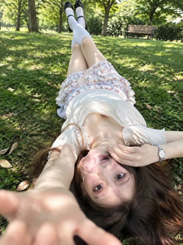 木漏れ日の芝生広角パースポートレート