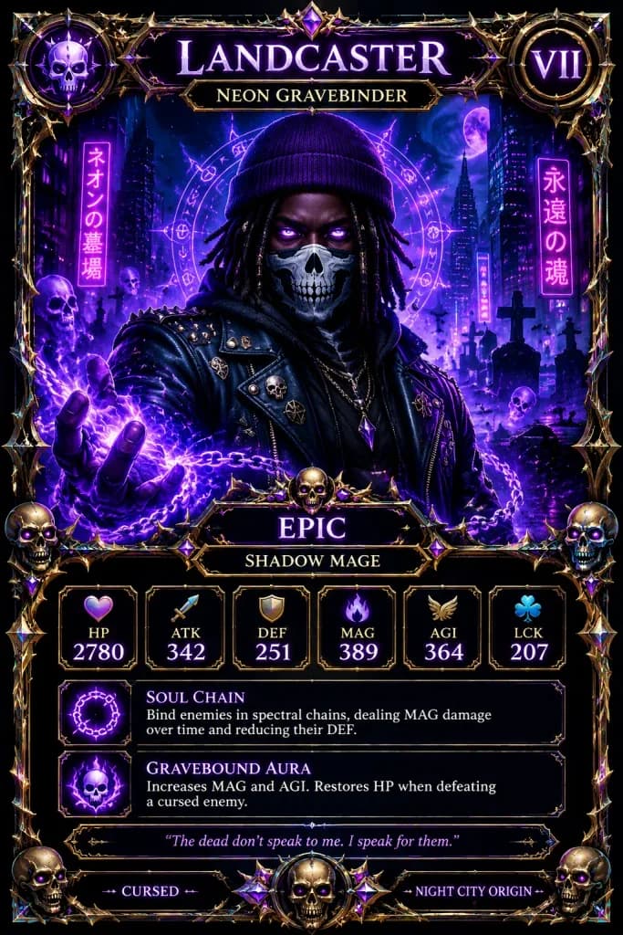 Gothic Cyberpunk Necromancer Trading Card