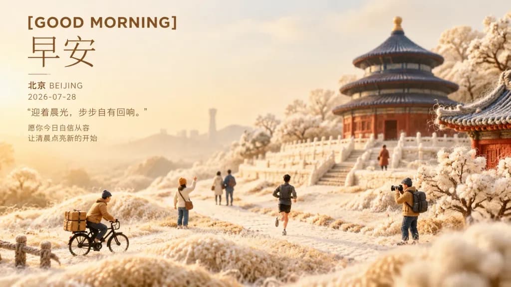 Knitted Miniature Beijing Morning Poster