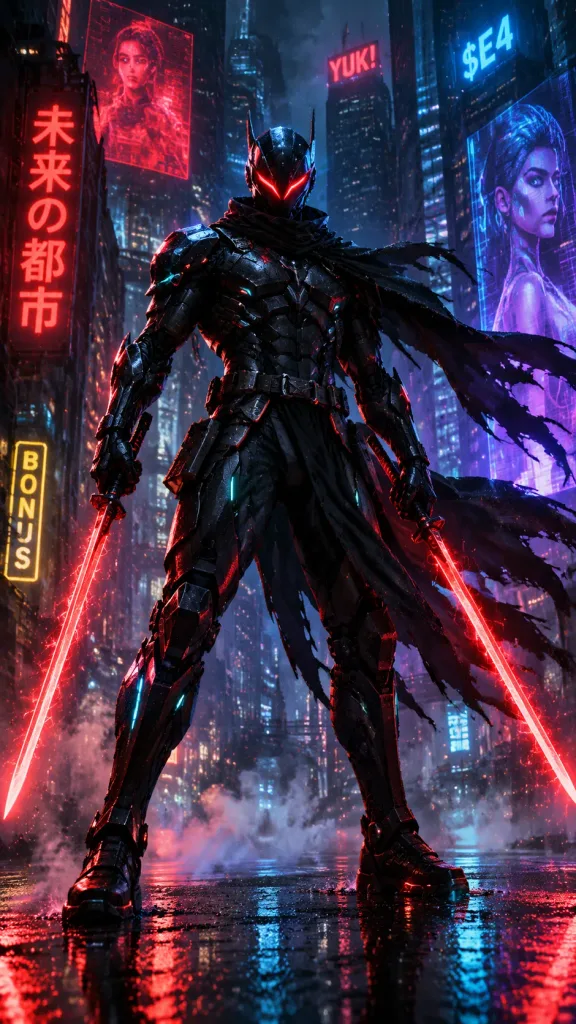 Cyberpunk Dual-Katana Armored Assassin