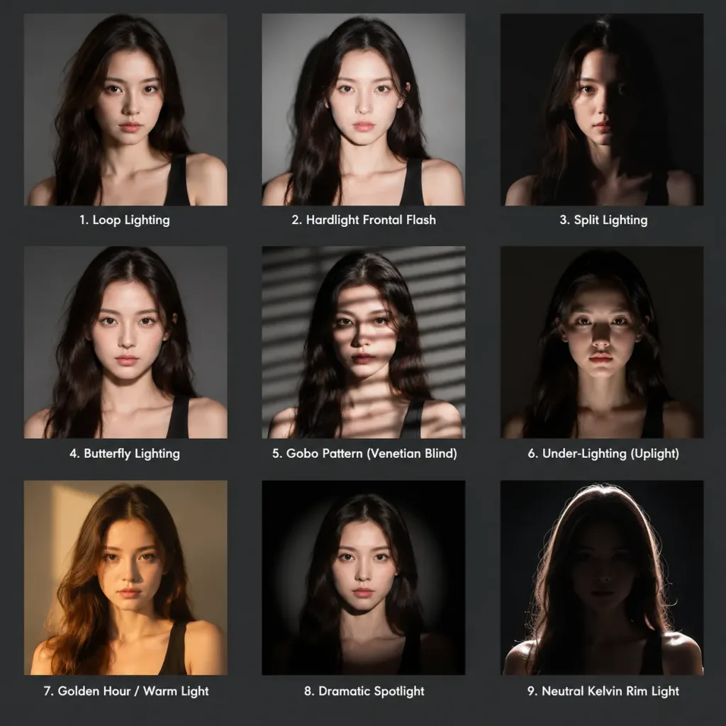 Portrait Studio Lighting Study Grid