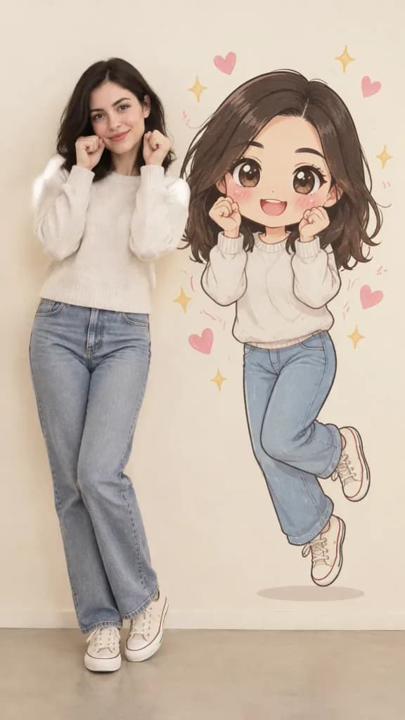 Chibi Wall Art Twin Portrait