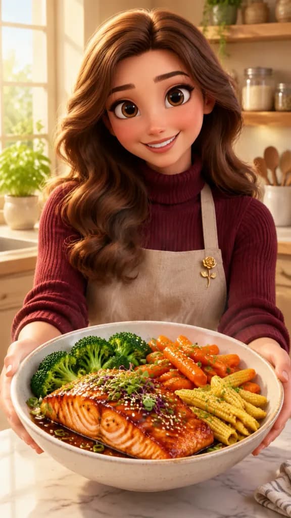 Pixar Style Salmon Dinner Advertisement