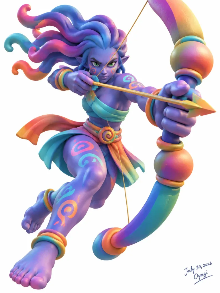 3D Stylized Rainbow Fantasy Archer