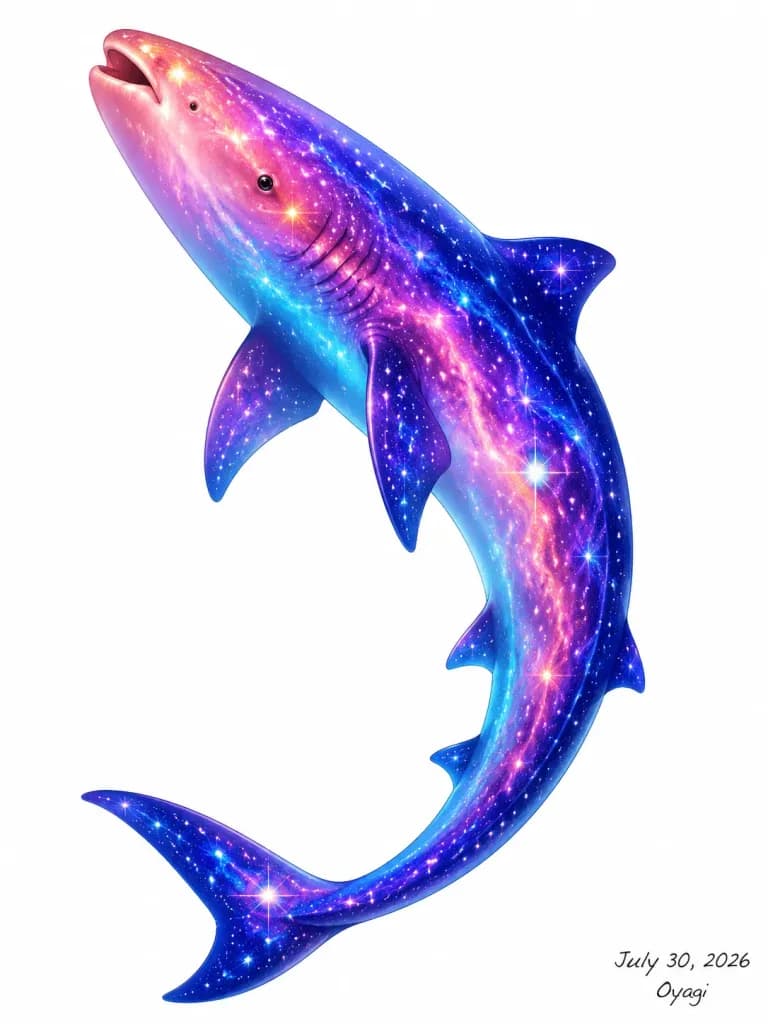 星空銀河鯨鯊藝術插畫