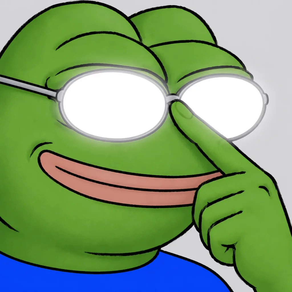 Smug Frog Adjusting Glowing Glasses