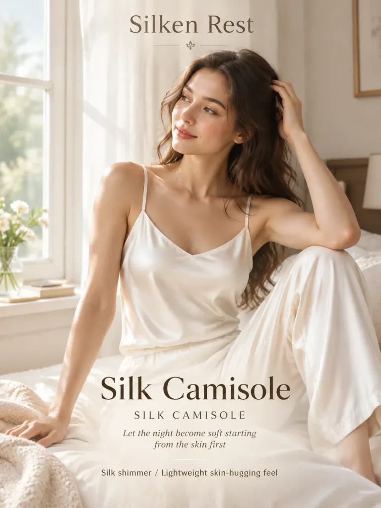 奢華真絲吊帶居家服海報
