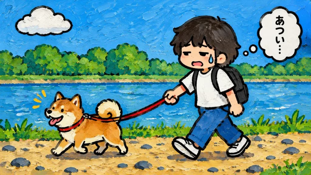 강변 반려견 산책 씬 확장