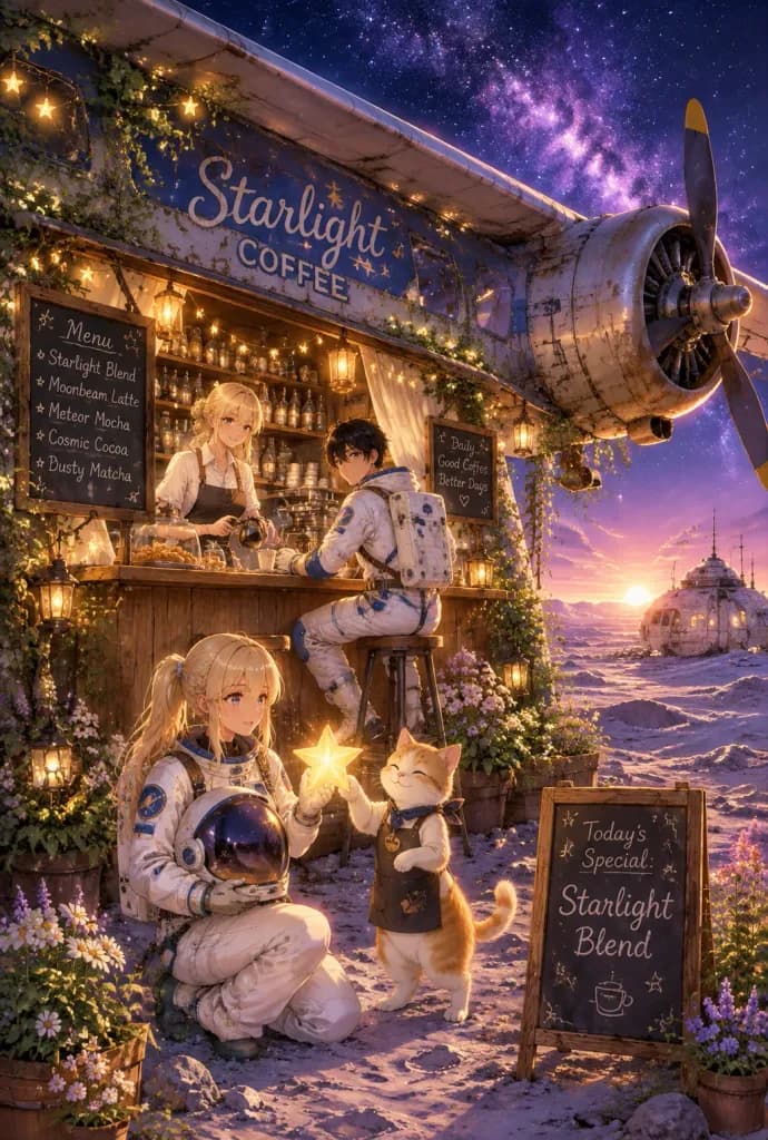 Café Stellaire dans un Avion Lunaire