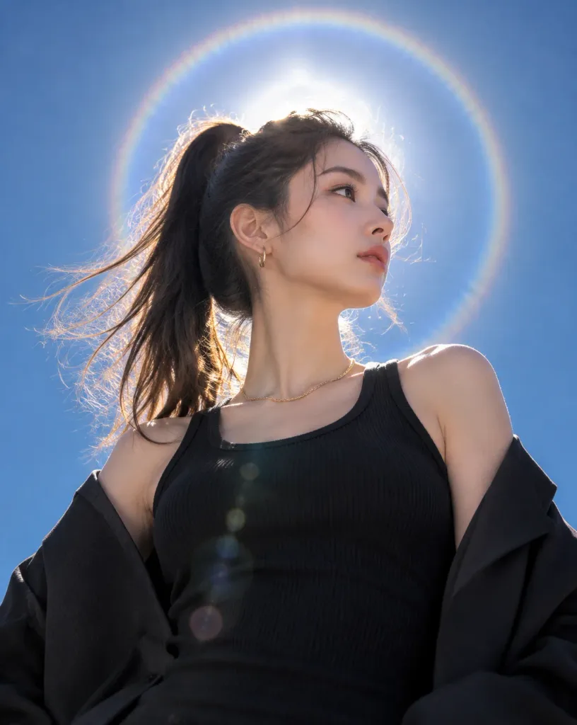 Solar Halo Low-Angle Fashion Portrait