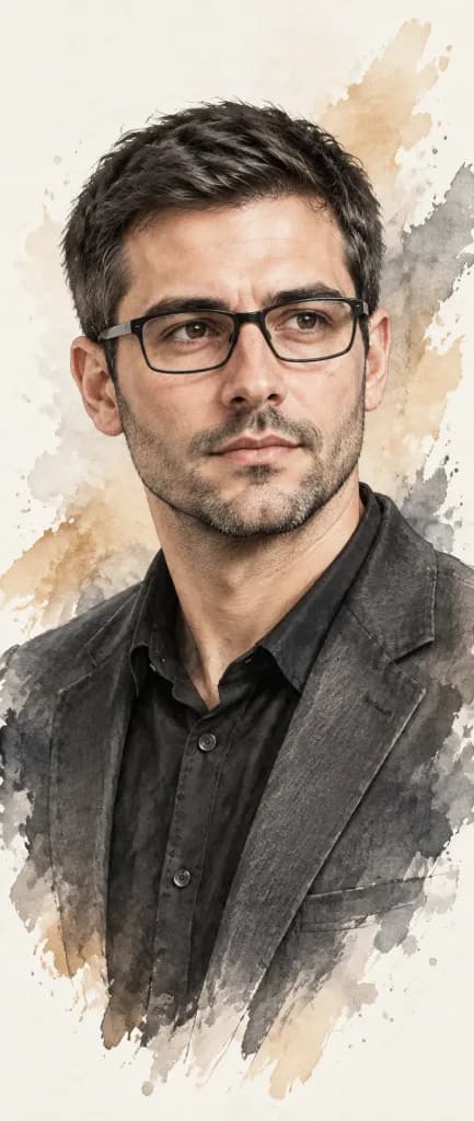 Ritratto ad Acquerello di Uomo Maturo Professionale