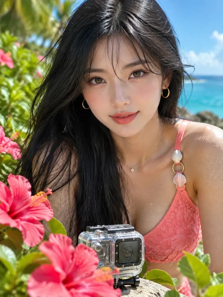Sunlit Tropical Beach Close-Up Portrait