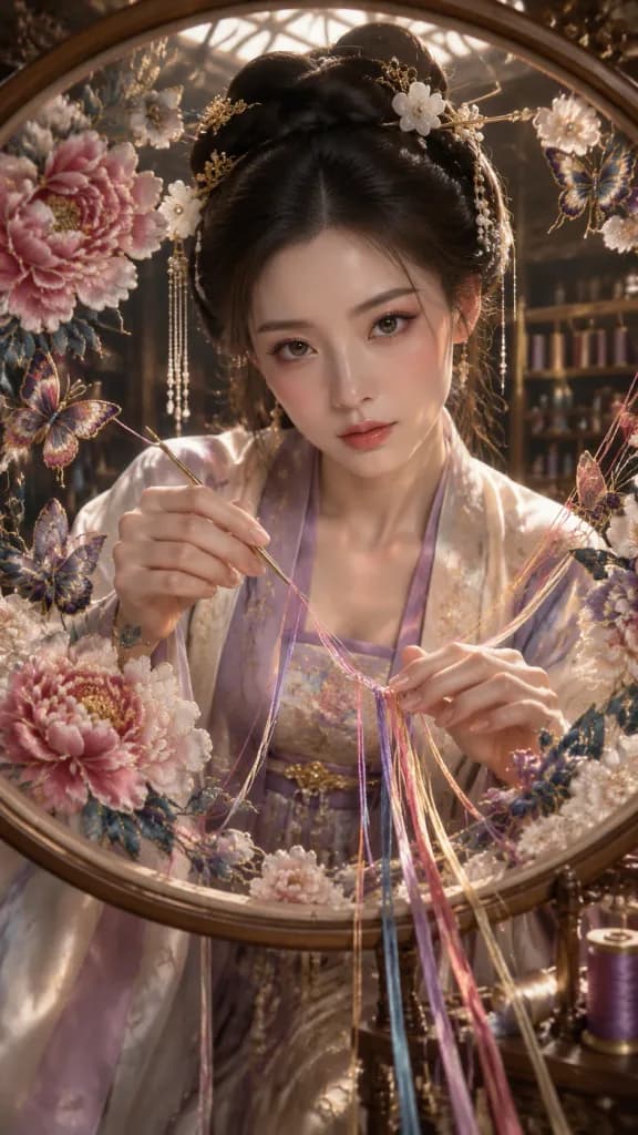 Oriental Embroidery Frame Portrait