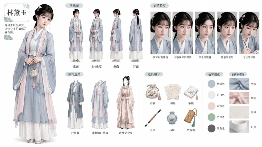 Lin Daiyu Character Design Asset Board