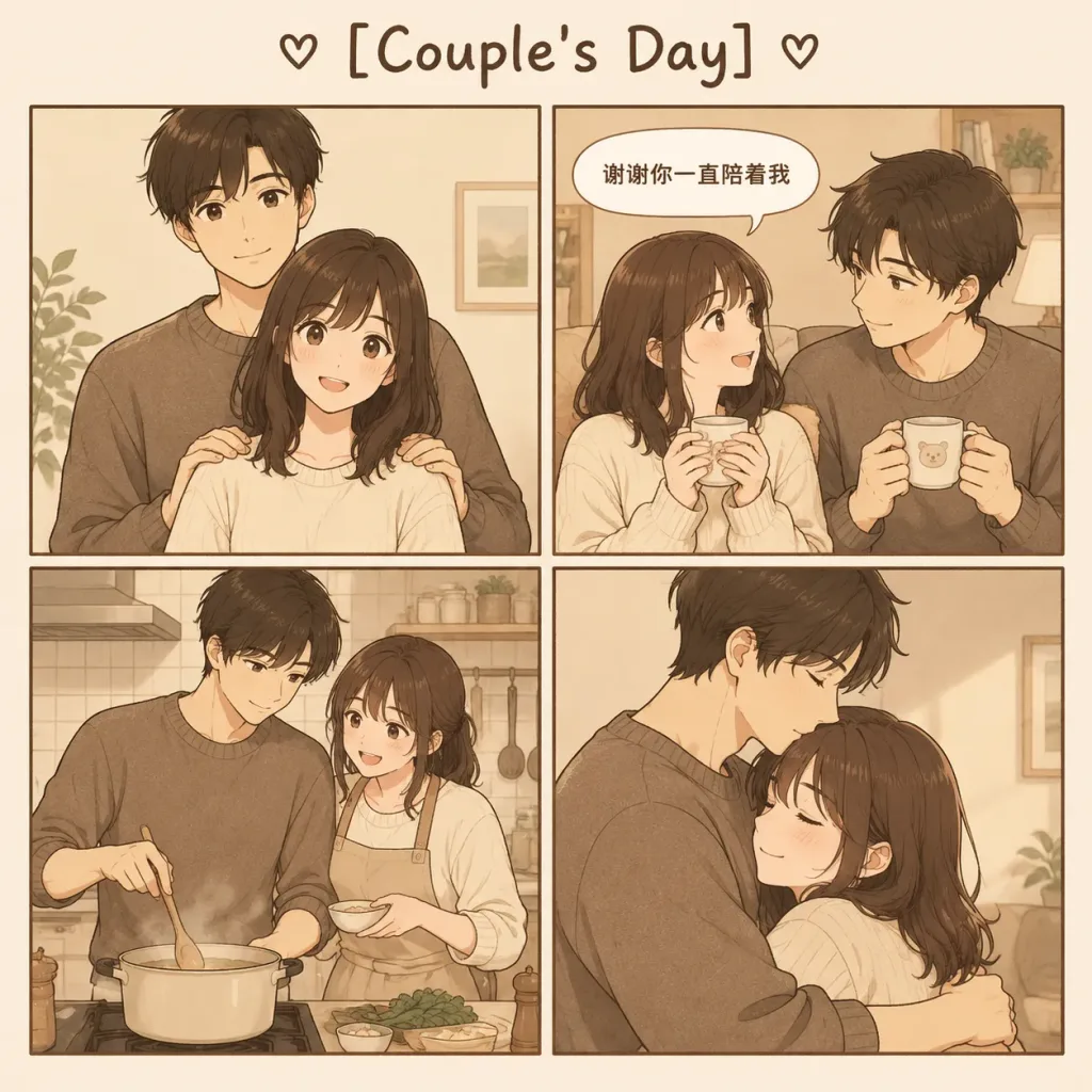 Healing Japanese Four-Panel Couple Manga