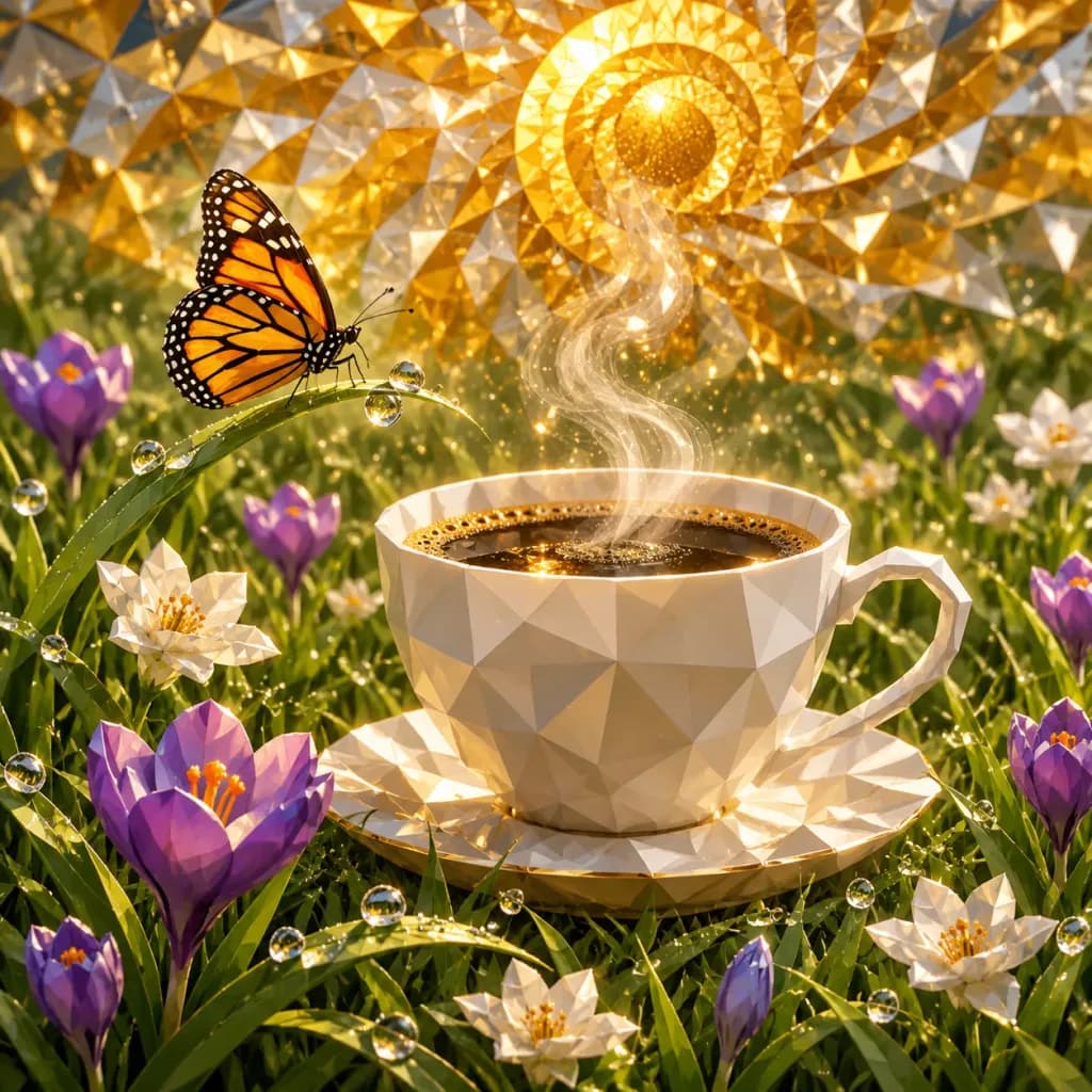 Mosaic Butterfly and Low-Poly Coffee Art